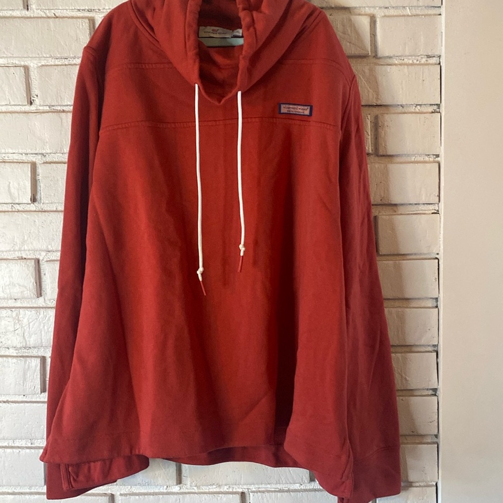 Vineyard Vines red orange cowl neck sweatshirt